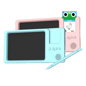 子供のためのパッドlcdライティングタブレットを描く幼児のための多機能トーキングフラッシュカード