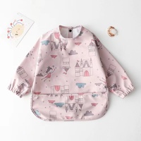 Bavoir bébé à manches longues en PU imperméable, personnalisé, de qualité supérieure, anti-bactérien, écologique, avec fermeture auto-agrippante pour bébés - Vente en gros OEM