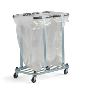JH-Mech Porte-<span class=keywords><strong>sac</strong></span> <span class=keywords><strong>poubelle</strong></span> portable avec roues Chariot à déchets commercial Porte-<span class=keywords><strong>sac</strong></span> à ordures en acier inoxydable - Product Image 4