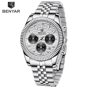 Reloj de Pulsera de Cuarzo BENYAR Nuevo, Deportivo, de Moda, para Hombre, con Calendario de Seis Agujas, Luminoso, de Acero, BY-S001 - Product Image 1