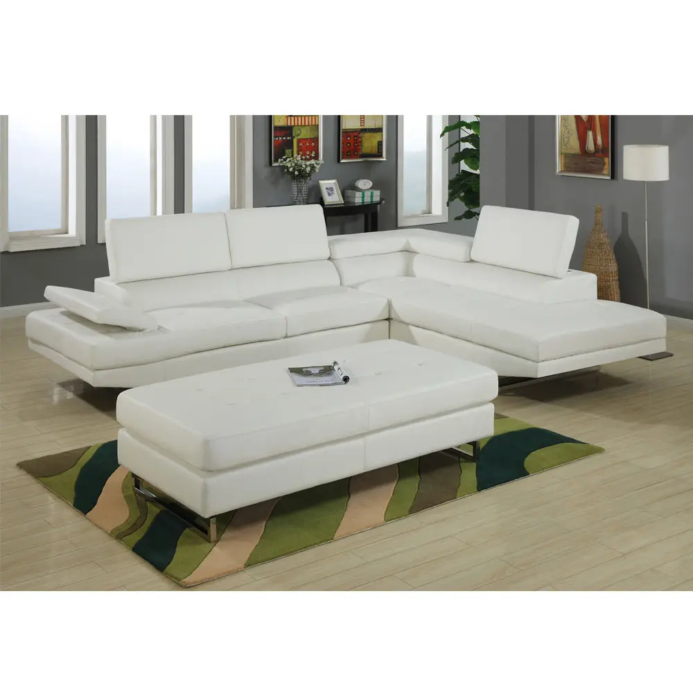 Canapé en cuir moderne blanc, cuir véritable/tissu, à la mode, section en blanc