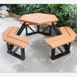 100% Wood <b>Garden</b> <b>Table</b> Set,street <b>and</b> Park <b>Table</b> with <b>Benches</b> Camping <b>Table</b> with Umbrella Hole - Product Image 2