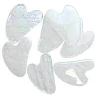 Planche à Gratter Gua Sha en Quartz Transparent avec Logo Personnalisé, Pierre Gua Sha en Forme de Cœur, Outil Facial Naturel en Quartz Clair