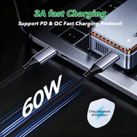 Câble USB Type C tressé WISTAR 60W à charge rapide, transmission de données 480 Mbps pour téléphone Android