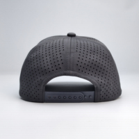 Op maat gemaakte lasergeperforeerde 5-panel pet van hoogwaardige waterdichte 100% polyester terry stof, baseballpet met fruitprint voor heren en dames