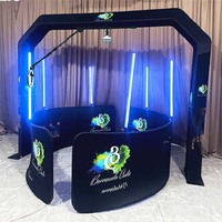 Cabina de Fotos 360° para Negocios, Personalizable con Calcomanías, Base Suave con Soporte de Mano y Efecto de Estrella, para Uso Profesional