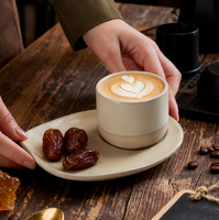 Ensemble créatif de tasse à expresso et soucoupe en céramique, tasse à café sans anse avec assiette à dessert irrégulière, vaisselle minimaliste, cadeau