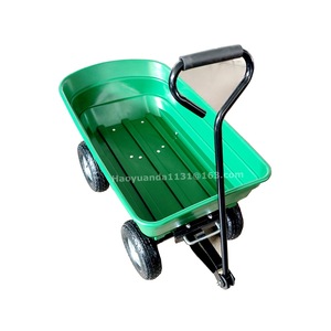 OEM Heavy Duty <b>Garden</b> Plastic Dump <b>Truck</b> 4 Wheel Metal Trailer Tool Cart For Outdoor Use - Product Image 4