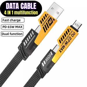Cable de datos de carga rápida de Metal convertible 4 en 1, Cable de carga múltiple trenzado <span class=keywords><strong>USB</strong></span> <span class=keywords><strong>A</strong></span> tipo C PD 27W 65W para Samsung iPhone 15 - Product Image 1