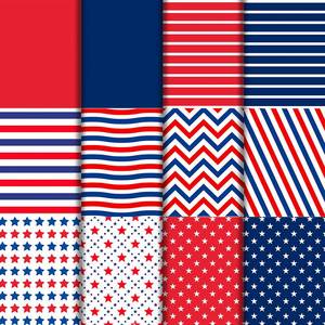 Papel de Regalo Personalizado para el 4 de Julio, Papel para Manualidades con Rayas Patrióticas, Paquete de Papel Recubierto de 15x15 cm para Álbumes de Recortes, Día de la Independencia Americana - Product Image 6