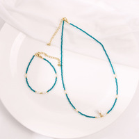Ensemble de bijoux rétro classique en perles d'apatite bleue, style européen et américain unique, collier et bracelet pour les occasions décontractées et sociales