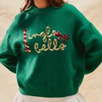 Personnalisé 2025 vacances paillettes lettrage moche noël pull femmes à manches longues hiver décontracté pull tricot pull haut