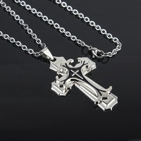 Colliers en acier inoxydable à prix réduit, chaînes de cou avec gouttes d'huile, collier à pendentif croix à trois couches pour les croyants religieux et les amoureux