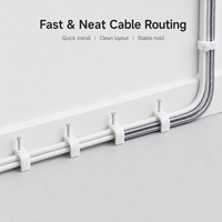 Clips de fixation murale circulaires pour câbles Ethernet Cat6 Cat5e, en PE blanc, avec clou en acier, résistants aux chocs, pour l'intérieur de la maison