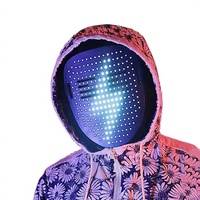 Masque LED de transformation faciale électronique à détection gestuelle, rechargeable et écologique, pour costume de rave et Halloween, vente en gros