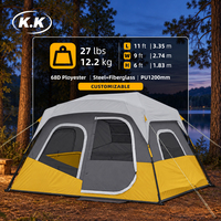 Tente familiale Kawagebo Kamp (KK) OEM résistante aux intempéries, installation instantanée et facile, pour 3 à 6 personnes, avec bâche de protection et fenêtres en maille coupe-vent