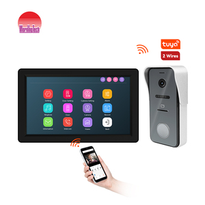 2 cables Tuya WiFi Video Doorphone con timbre de visión nocturna y enlace de intercomunicación para comunicación de audio por teléfono - Product Image 1