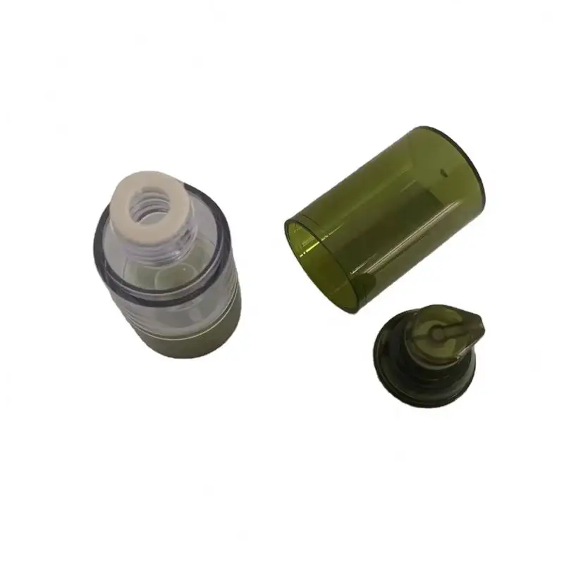 Fabrika malzemeleri şişelerde geleneksel ordu yeşil şeffaf vakum emülsiyon şişeleri ve basın tipi uygun kozmetik b