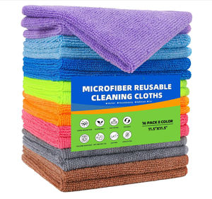 Paños de Limpieza de Microfibra, 8 Colores, Suaves, Sin Pelusas, 11.5 x 11.5 Pulgadas, para Uso en el Hogar, Baño y Automóvil - Suministros de Limpieza Húmeda/Seca - Product Image 1