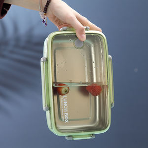 Boîte à lunch bento isotherme à deux compartiments de style japonais en bambou <span class=keywords><strong>METKA</strong></span> pour enfants, école, sans BPA, grande capacité - Product Image 3