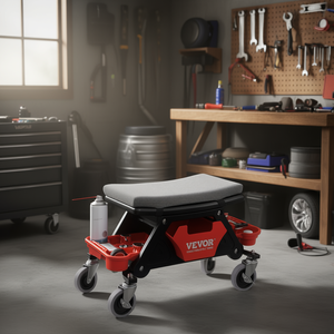 Taburete mecánico Vevor con capacidad para 300 libras, ruedas de 4 pulgadas, asiento rodante con bandejas para herramientas para uso en taller o garaje. - Product Image 2