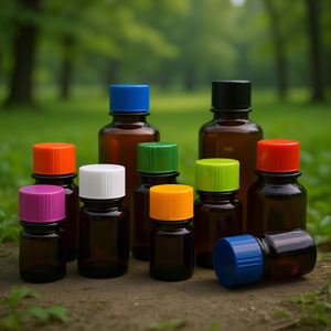 Botellas de Vidrio Color Marrón para Muestras de Laboratorio, Aceites Esenciales y Reactivos, con Tapas de Colores, Serie de 10ml, 20ml y 30ml - Product Image 3