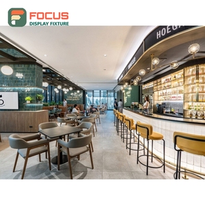 Mostrador de Servicio Contemporáneo para Cafetería con Acabado Laminado de Madera, Zona para Tapas de Vasos y Condimentos, Mostrador de Caja para Cafetería - Product Image 2