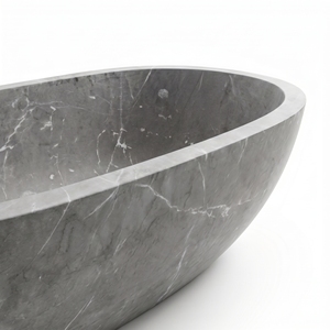 Baignoires ovales modernes sur mesure de luxe, exclusives, en marbre noir/Nero Marquina, autoportantes, pour salle de bain, villa, hôtel - Product Image 3