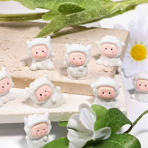 Wholesale New <b>Cute</b> Cartoon Lamb <b>Doll</b> with Hole Loose Bead Keychain DIY Resin Charms Handmade Materials - Product Image 3