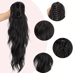 <span class=keywords><strong>Queue</strong></span> <span class=keywords><strong>de</strong></span> <span class=keywords><strong>cheval</strong></span> synthétique à clipser en fibre résistante à la chaleur, longue, ondulée et bouclée, effet vague corporelle, pour femme - Grande Vente - Product Image 2