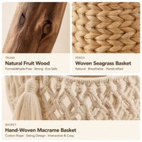 Arbre à chat en bois massif naturel, panier suspendu en rotin, lit pour chat, griffoir recouvert de sisal, simplicité OEM