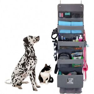 Over the Door Hanging Organizer 5-<b>Shelf</b> Hanging Storage Pet Dog <b>Hooks</b> Mesh Pvc Bag Large Capacity Pockets - Product Image 1