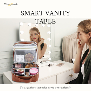 Leather Travel Cosmetic Bag Double Layer Makeup Organizer Bags Waterproof <b>Toiletry</b> <b>Storage</b> Bag Portable Make up Carry Pouch - Product Image 6