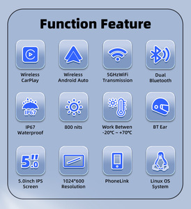 Oem Factory Carplay Android Automotor <b>Smart</b> Touch Screen Dual <b>Cameras</b> Support 64GB Cardfor Motorcycle and Bike M16C+DVR 5-inch T - Product Image 6