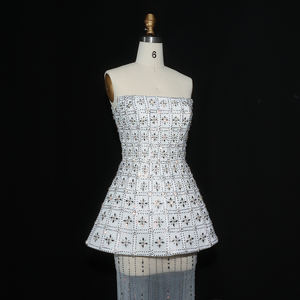 Abito da sera Sharon Said SS545, splendido, senza spalline, lussuoso, con cristalli, bianco Dubai, con mantello fluido, per donna, matrimonio, festa - Product Image 4