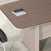 Ensemble de bureau de conférence personnalisé 5 pièces avec 4 ou 6 chaises, table optimisée pour la visioconférence, ensemble de salle de réunion robuste avec éclairage LED
