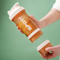 Bouteille de shaker sportive en plastique sans BPA de 500 ml avec logo personnalisé, 3 en 1, avec organisateur de pilules et compartiment pour protéines