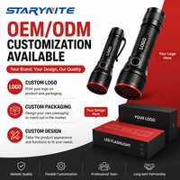 Lampe torche LED rechargeable 5000 lumens Type-C 50W haute puissance, étanche IP65, faisceau longue portée 300-400M