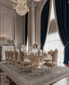 Tavolo da pranzo di lusso a 12 posti classico intagliato a mano mobili antichi retrò francesi personalizzati per hotel barocchi - Product Image 1