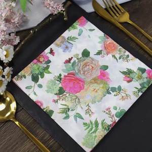 Floral Napkins 330mmx330mm Printed Gold Stamped For Anniversary Events - Product Image 2