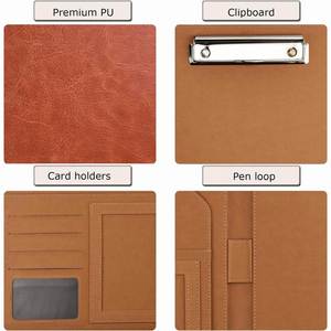 Porte-documents A4 en cuir PU avec clip, bloc-notes et logo personnalisé pour entreprises – Vente en gros - Product Image 4