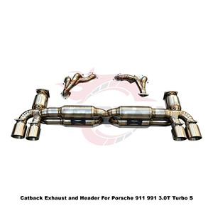 Sistema de escape completo Vortex ligero de titanio natural para Porsche 911 991 3.0T Turbo S Racing - Product Image 4