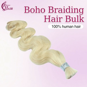 Vente d'usine Puddinghair - Extensions de cheveux humains vierges naturels 12A en vrac # Cheveux humains ondulés souples 613 sans trame pour tressage - Product Image 2