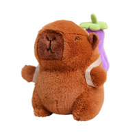 Peluche Capybara Kawaii, Jouet en Peluche Capybara, Porte-clés avec Citrouille, Piment, Aubergine, Sac à Dos Doux
