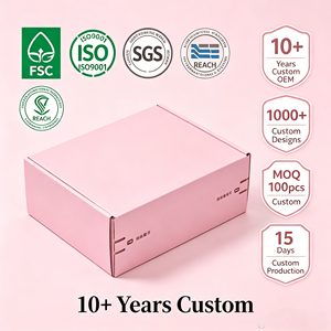 Custom Luxury Tear Strip Shipping Boxes Pink Corrugated Postal <b>Box</b> With Self Adhesive Tape For Custom Packaging - Product Image 1