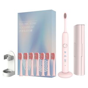 Brosse à dents électrique sonique rechargeable, étanche IPX7, chargement de type C, portable pour femmes, avec 6 têtes de brosse - Product Image 1