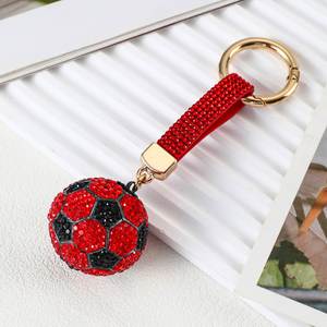 Luxury Bag Charm Car Key Chain Rhinestone Football Keyring Bag Accessories Customized Shiny <b>Crystal</b> <b>Ball</b> Keychain Toy - Product Image 2