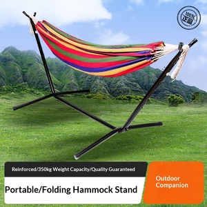 Outdoor Canvas Swing <b>Hammock</b> Portable Single Double Detachable <b>Camping</b> Hiking Household Recliner Goat Horn Bracket 300kg 260cm - Product Image 2