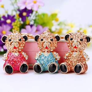 Portachiavi con Strass a Forma di Animale Carino, Design Orso Coniglio Mela, Anello Portachiavi <span class=keywords><strong>in</strong></span> Cristallo e Lega, Charm per Borse, <span class=keywords><strong>Regalo</strong></span> per Donne, Vendita all'Ingrosso - Product Image 4