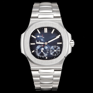 Reloj de Pulsera Automático Cuadrado de Lujo para Hombre, Correa de Acero Inoxidable, Esfera Azul Marino, Fase Lunar, Cronógrafo, Reloj de Pulsera Mecánico - Product Image 1